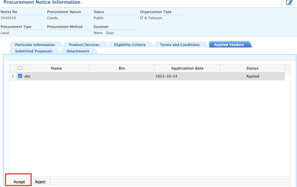 Approve Vendor Request